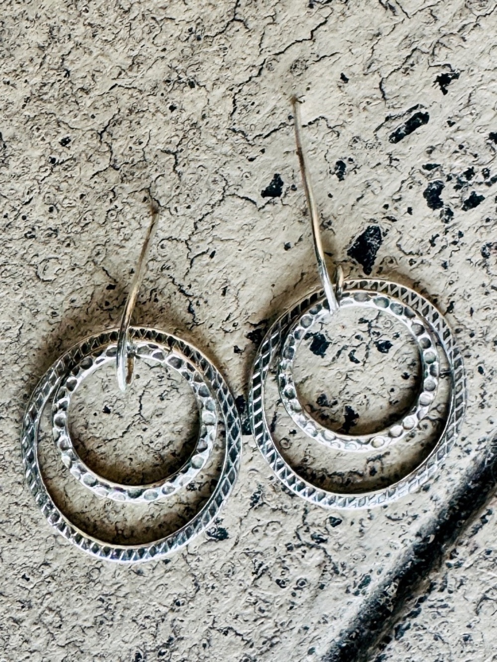 Argentium Double Circle Earrings NWOT
